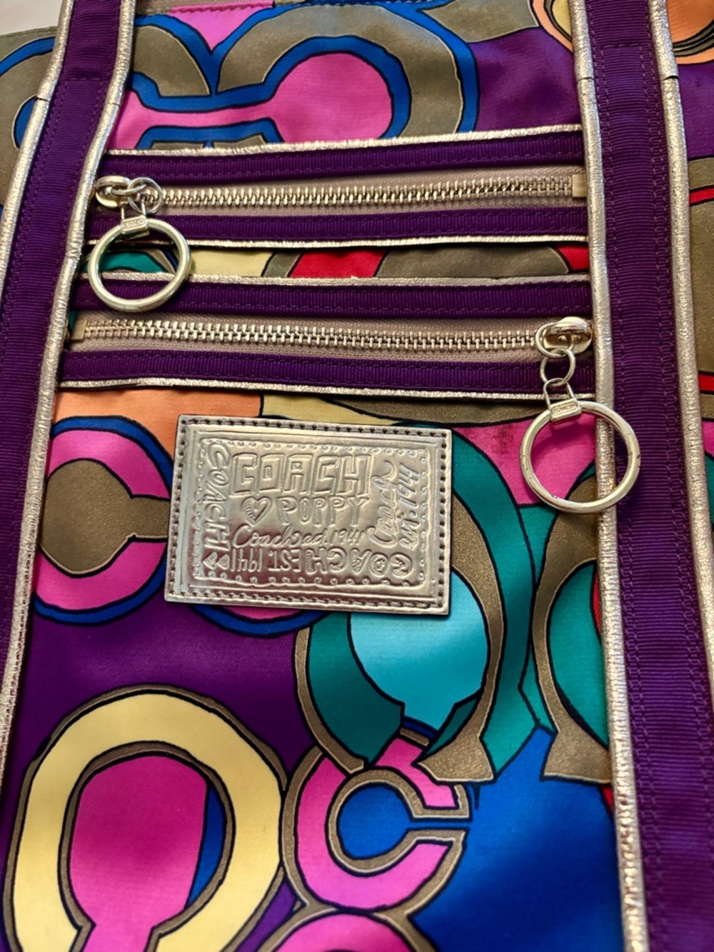 Coach Poppy C Glamour Limited Edition Large Tote Bag - 14365 Multi-Color - Picture 5 of 15